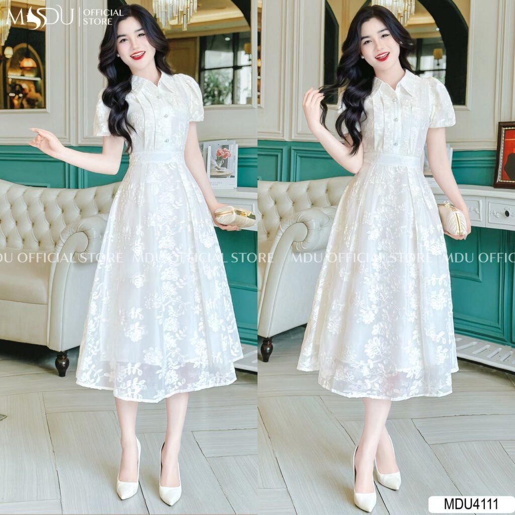 Đầm Vest Dự Tiệc Trắng Thanh Lịch