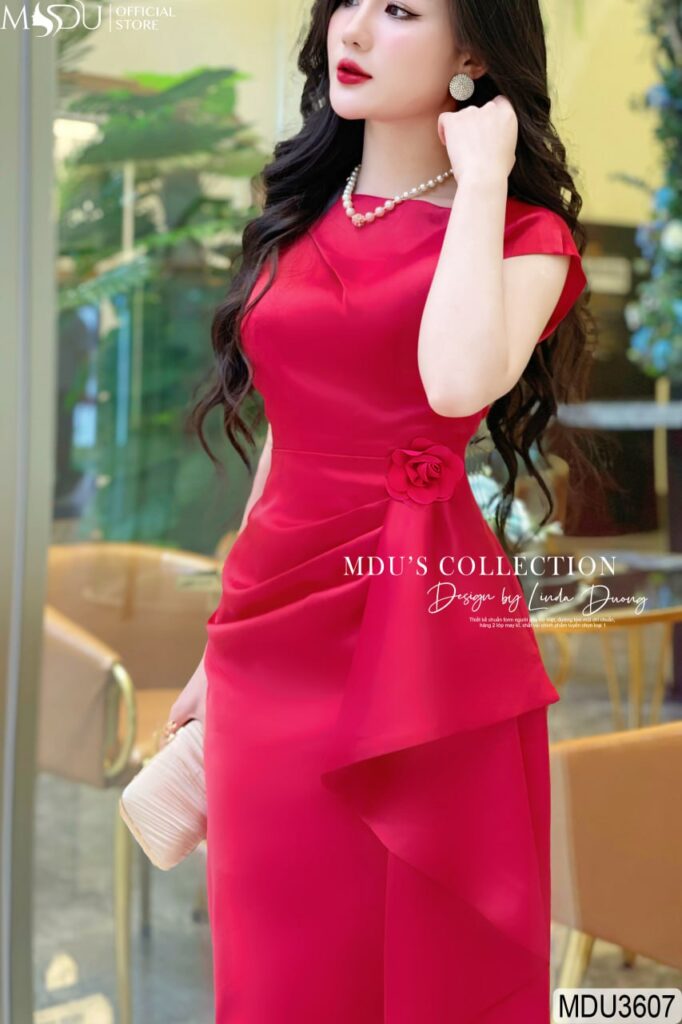 Váy Thiết Kế MDU3607 - Chất Lụa Twist Satin Vân Cao Cấp Mang Đến Cảm Giác Bóng Mượt Và Mướt Tay