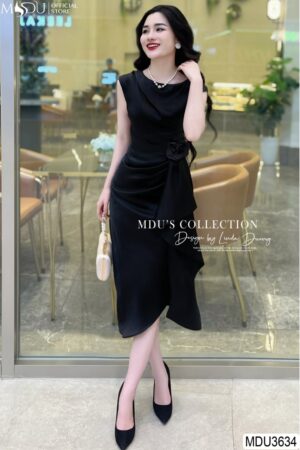 Váy Thiết Kế MDU3634 Thiết Kế Dáng Body Tone Đen Hoa Đính Eo Huyền Bí và Sang Trọng
