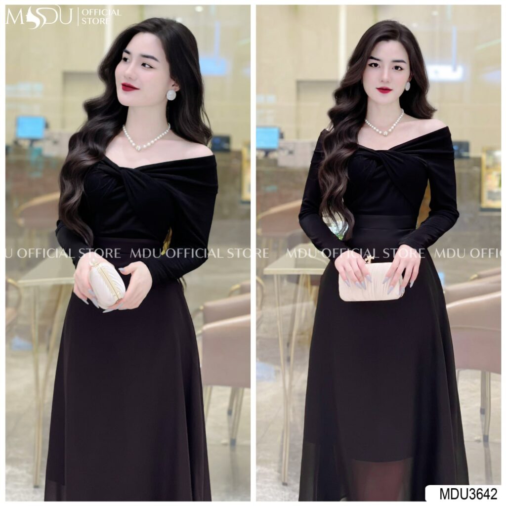 Đầm Trễ Vai Tay Dài