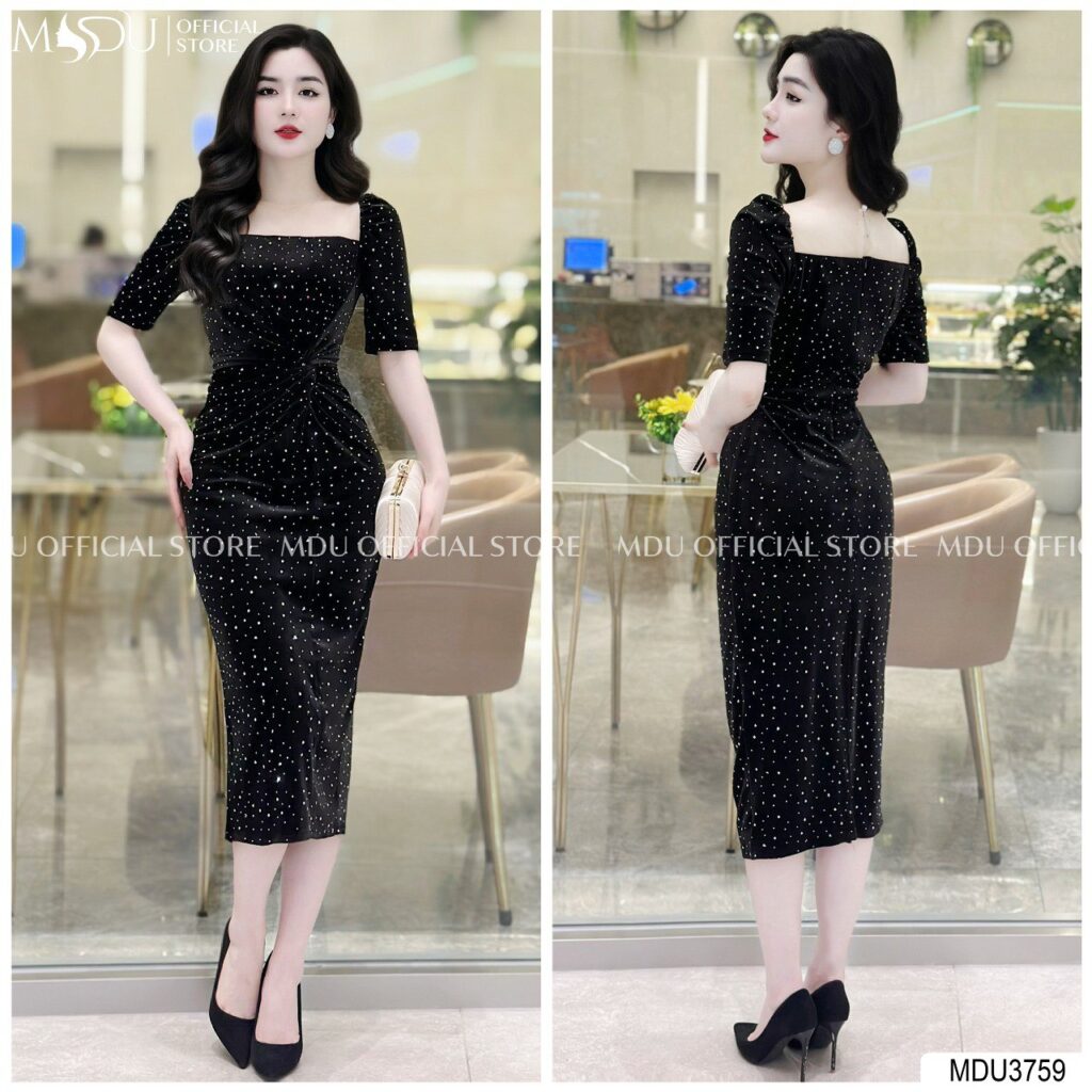 Đầm Nhung Dự Tiệc Dáng Ôm Body từ MDU Fashion