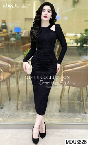 Váy Thiết Kế MDU3826 Chất Xốp Nhăn Mềm Mịn, Cổ Cut Out Quyến Dũ