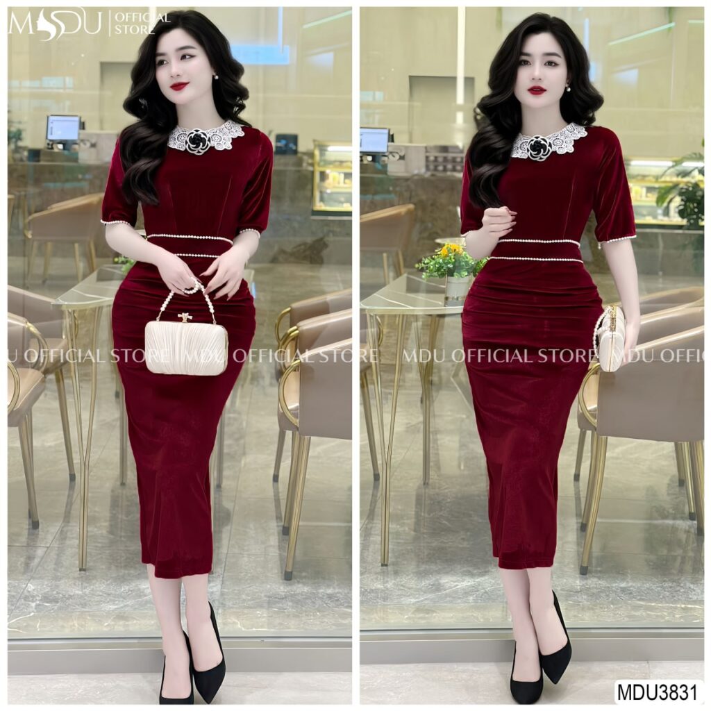 Đầm Nhung Dáng Dài Ôm Body