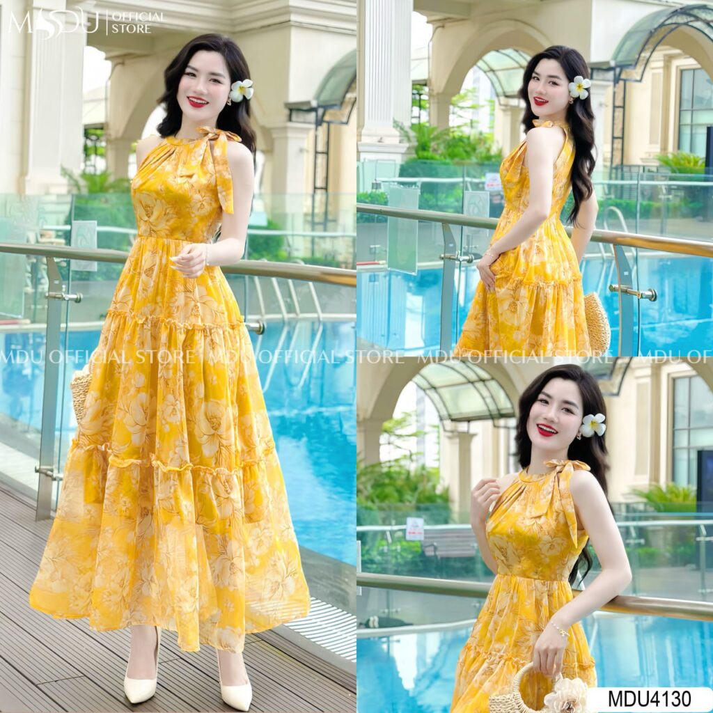 Đầm công chúa lấp lánh cổ yếm