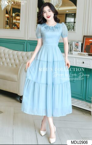 Váy Thiết Kế MDU2906 Ren Hàn Dáng Công Chúa Classic Hoa Thêu Cổ