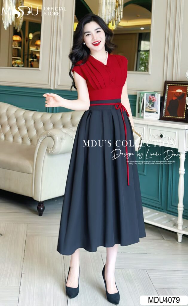 Áo Đầm Dự Tiệc Xếp Li