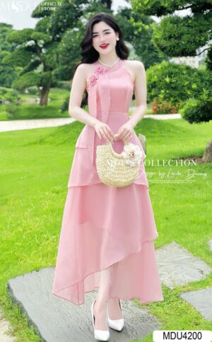 Váy Thiết Kế MDU4200 - Dáng Khoét Tay Cổ Tròn Tông Hồng Pastel Nhẹ Nhàng Mộng Mơ