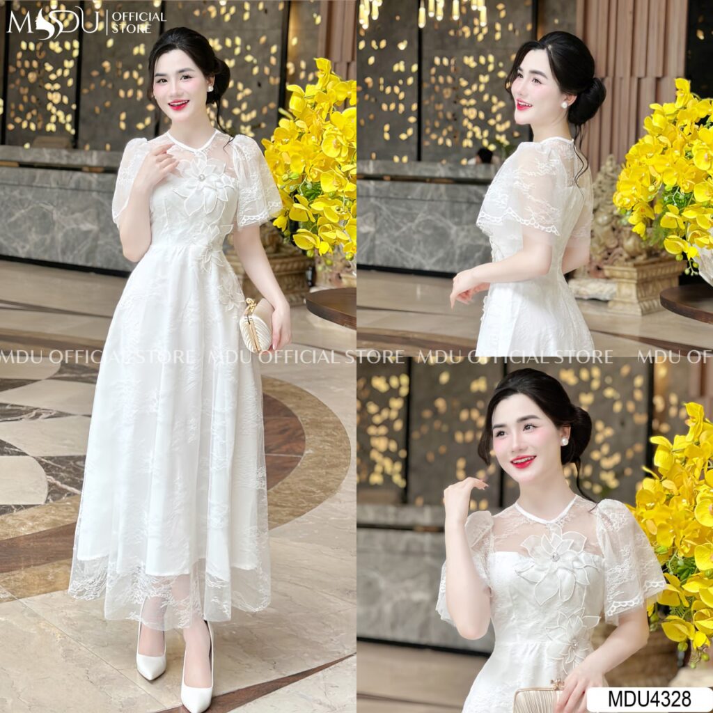 Đầm Voan Hoa Trắng Tinh Khôi của MDUfashion