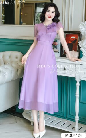 Váy Thiết Kế MDU4124 - Dáng Xòe Sang Trọng Cùng Màu Tím Tinh Tế