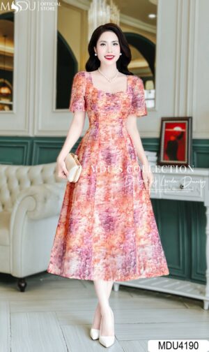 Váy Thiết Kế MDU4190: Vẻ Đẹp Thanh Lịch, Cuốn Hút Với Họa Tiết Bắt Mắt