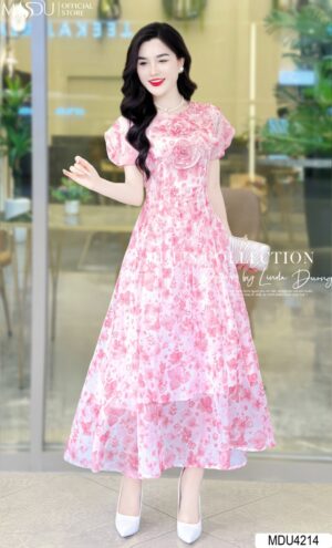 Váy Thiết Kế Công Chúa MDU4214 Màu Hồng Họa Tiết Sang Trọng, Nữ Tính