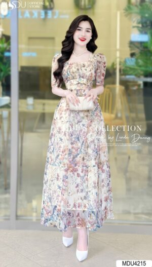 Váy Thiết Kế MDU4215 Cổ Vuông Thanh Lịch và Phong Cách