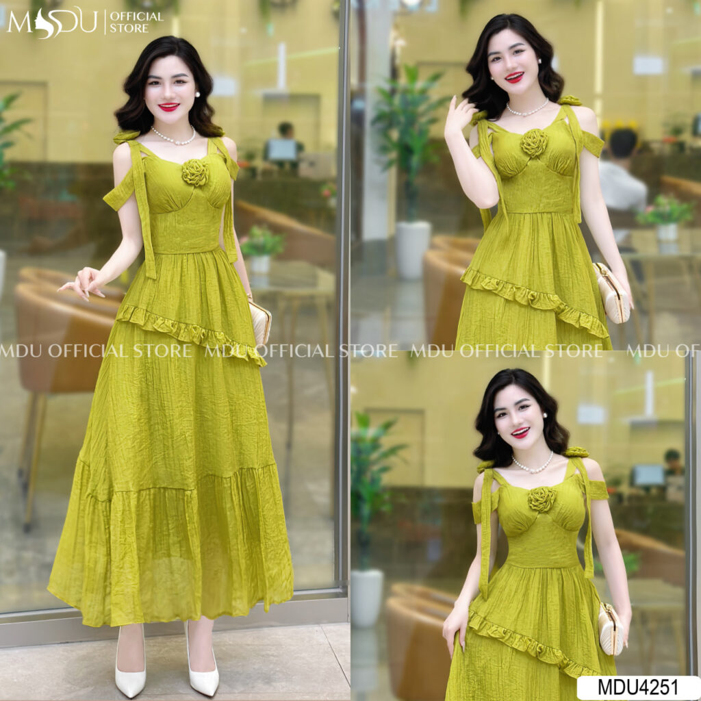 Đầm xanh lá cây maxi