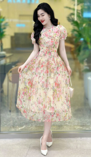 Váy Thiết Kế MDU2905 Dáng Xoè Nhẹ Basic Cổ Bèo Hoạ Tiết Hoa In 5D Đẹp Nổi Bật
