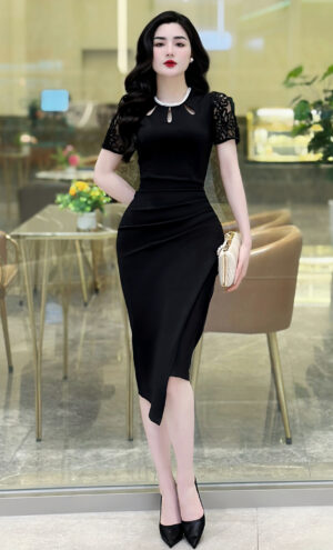 Váy Body MDU4409 Màu Đen Quyến Rũ Đính Đá Nghệ Thuật