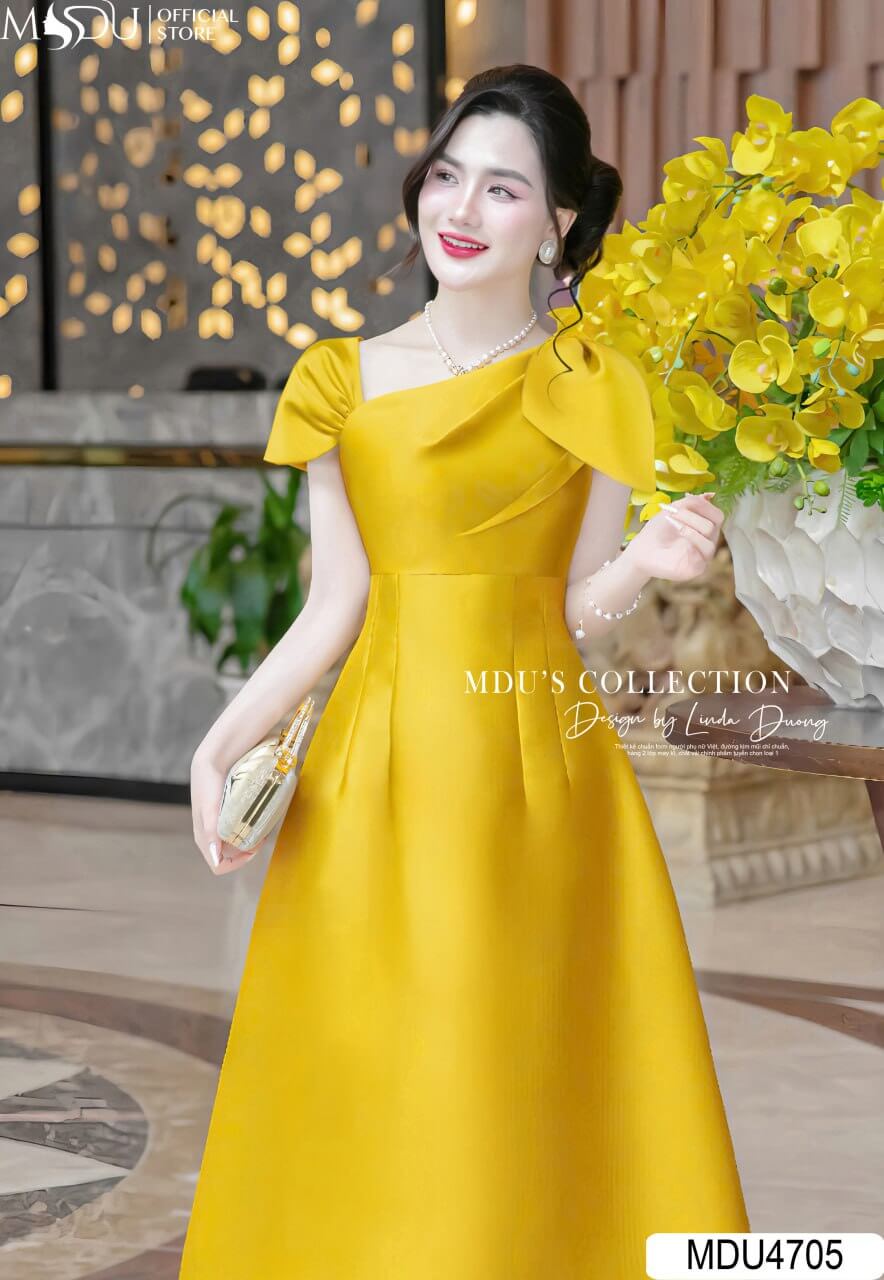 Đầm dự tiệc lệch vai cho người gầy