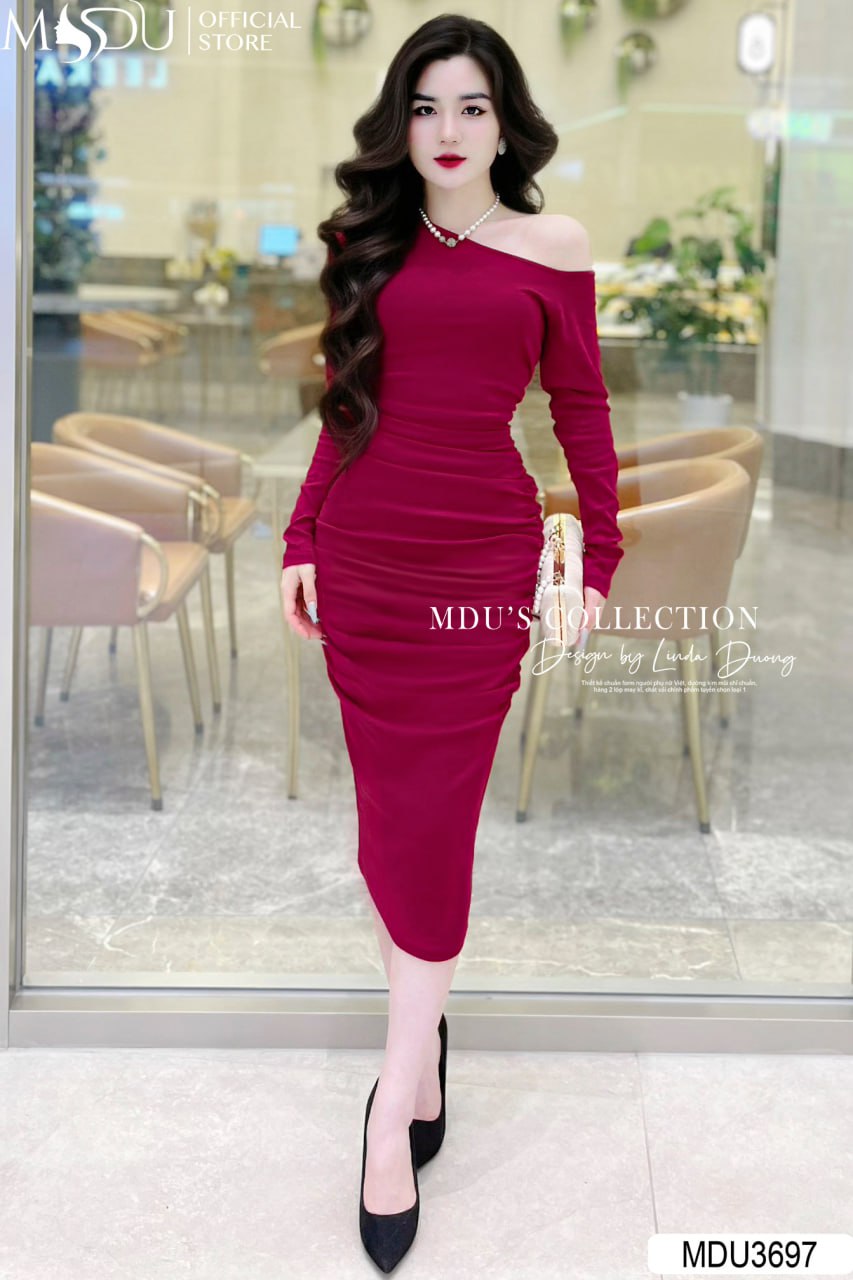 Đầm dự tiệc lệch vai dáng ôm