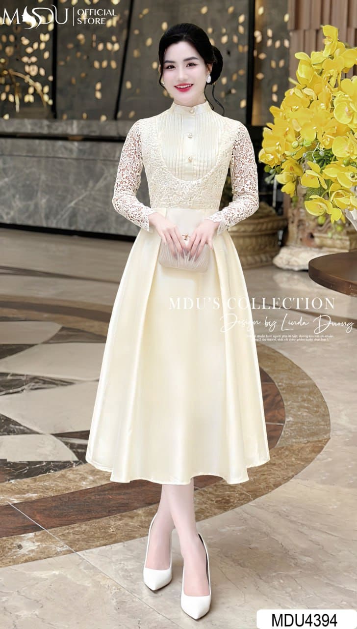 Những Kiểu Đầm Dự Tiệc Tay Dài Đẹp Lung Linh - Đầm Big Size Tay Dài