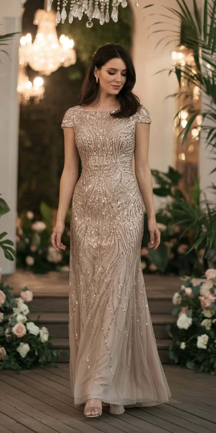 Đầm khiêu vũ dự tiệc Seqiun ánh kim