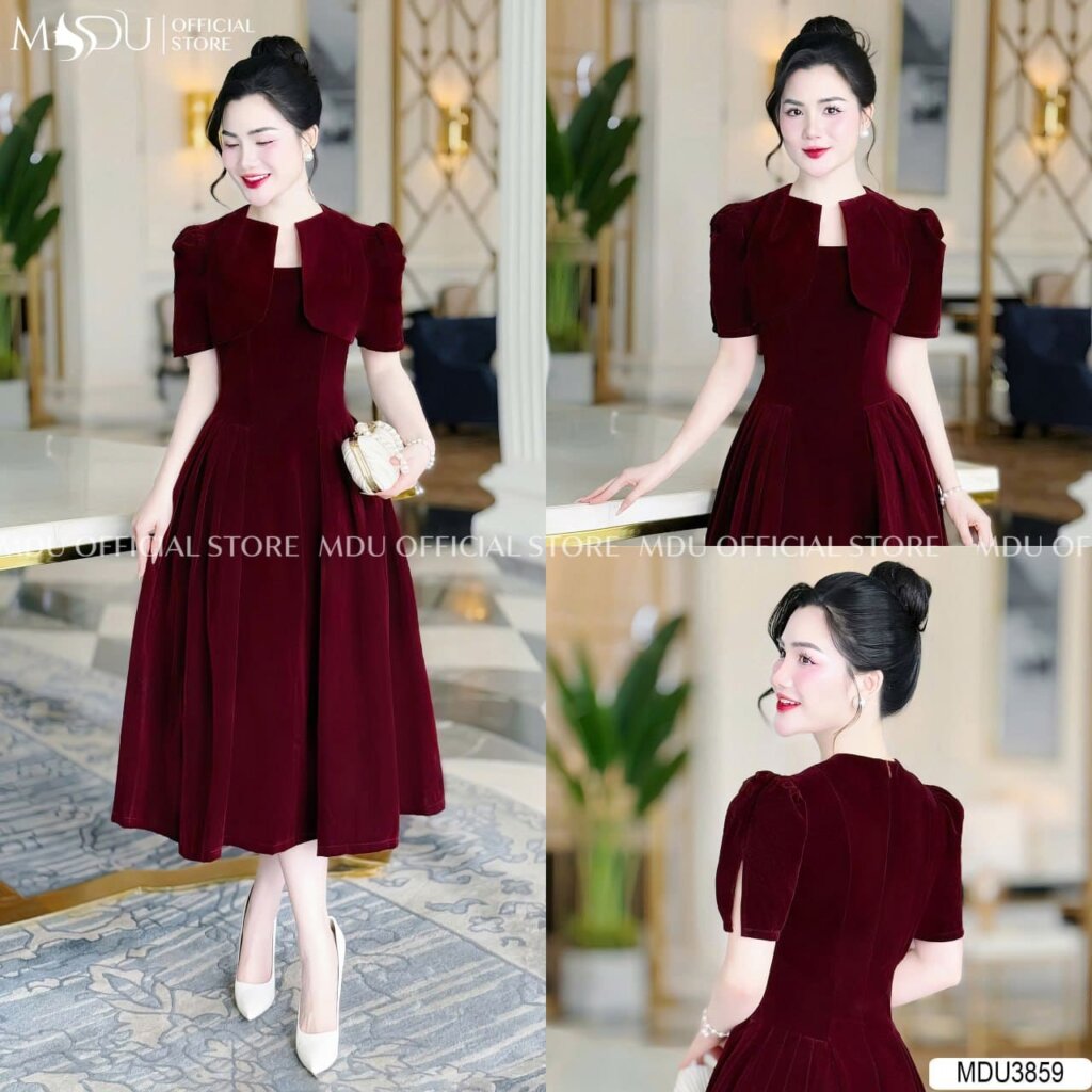 Đầm Nhung Dự Tiệc Cổ Điển từ MDU Fashion