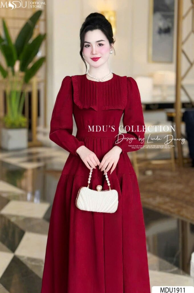 Đầm Nhung Dự Tiệc Tay Dài