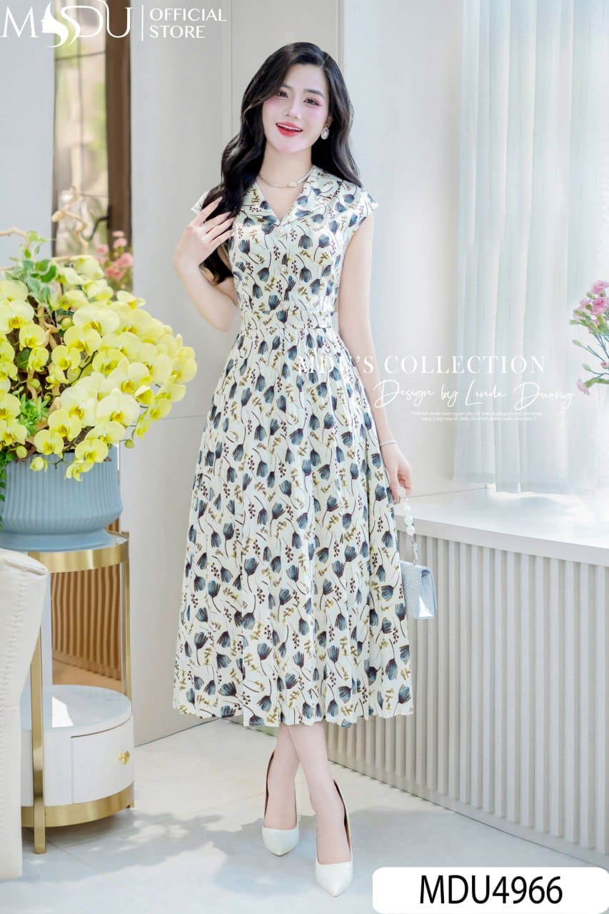 Đầm Satin dự tiệc dáng xòe dịu dàng