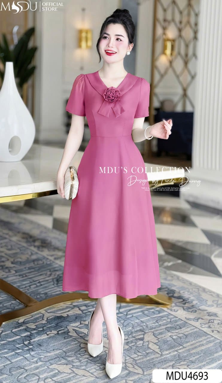 Đầm sơ mi dự tiệc xòe nhẹ 