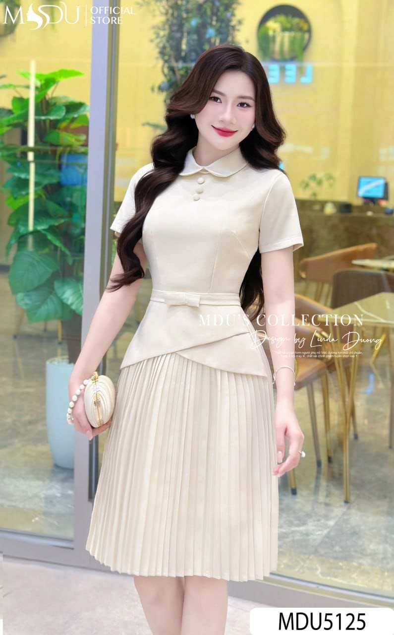 Đầm Xếp Ly Công Sở Bằng Lụa - Sang Trọng, Đẳng Cấp