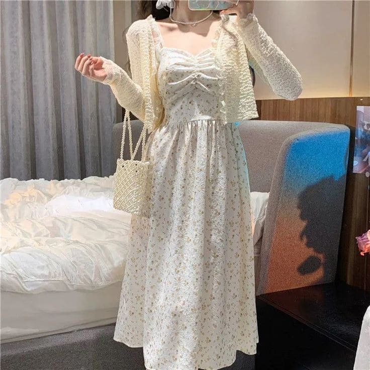 Phối đồ với váy 2 dây retro vintage 