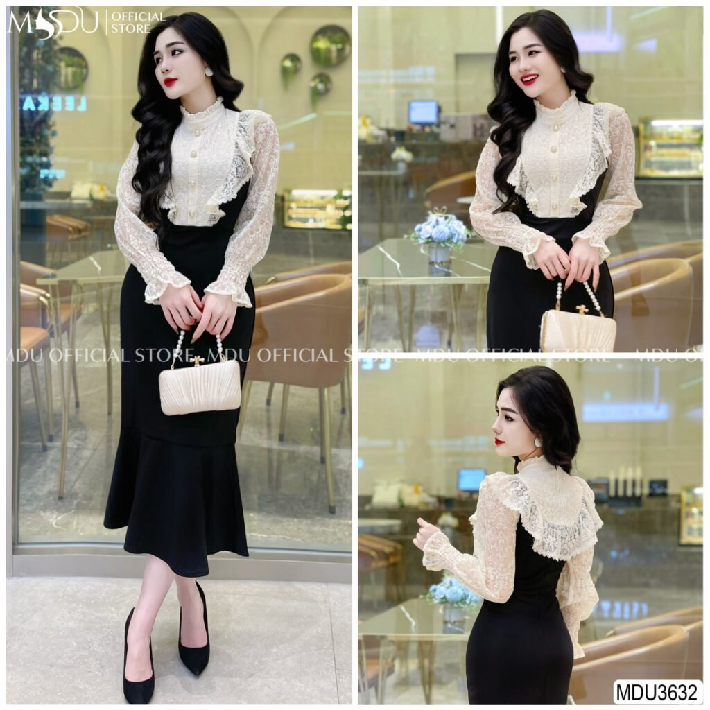 Đầm Vest Trắng Dáng Dài Đuôi Cá