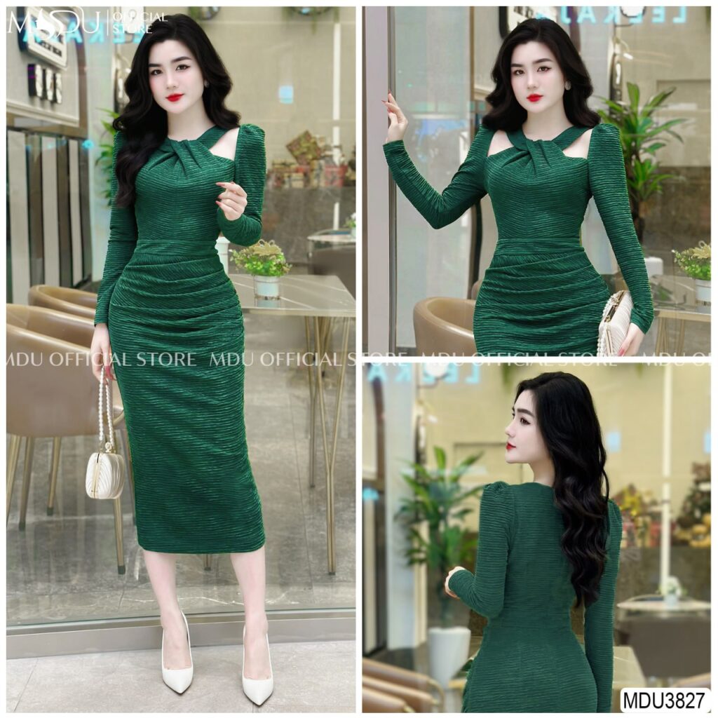 Đầm Xanh Lá Cây Dáng Ôm Body Quyến Rũ 