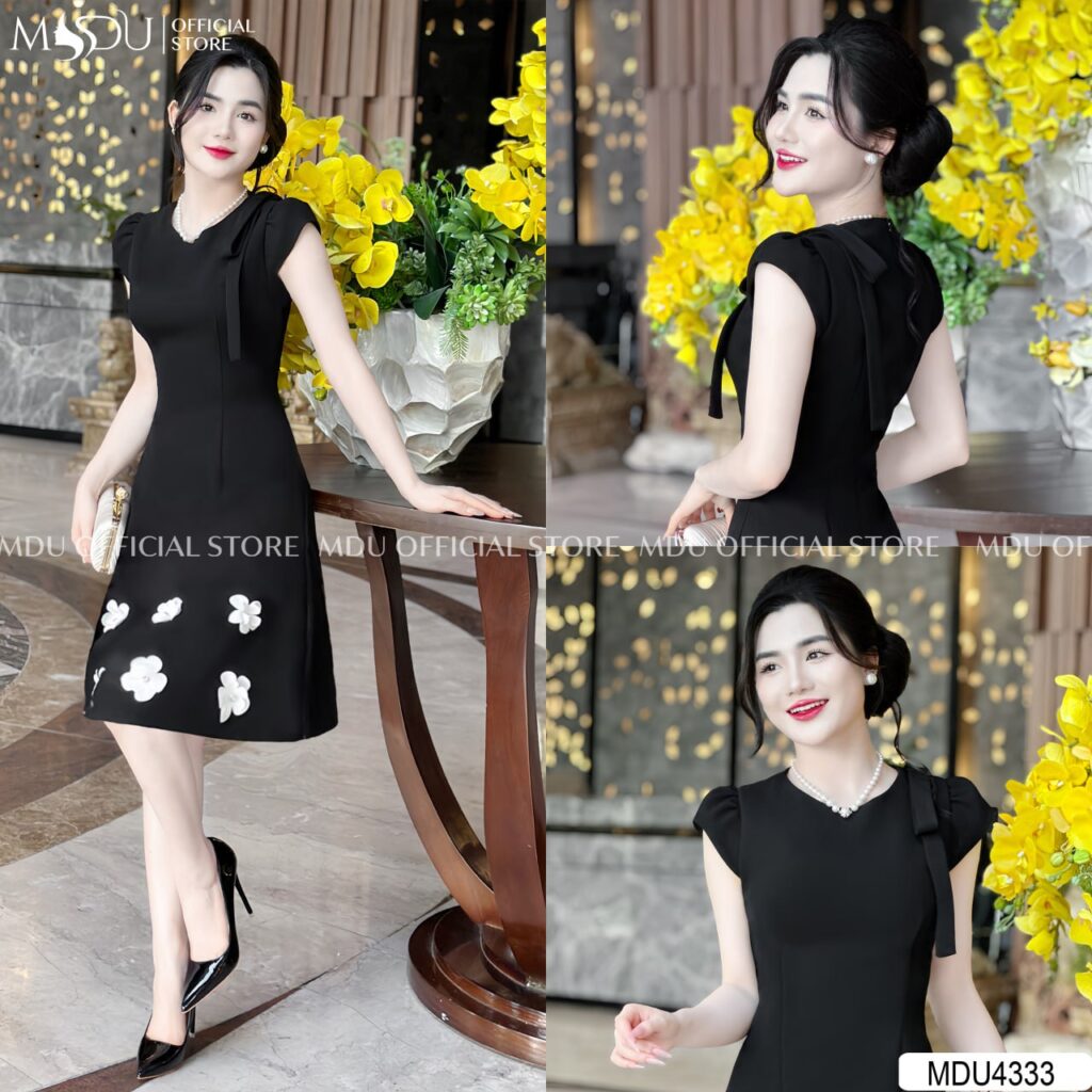 Váy Ngắn Công Sở Cổ Tròn Tinh Tế