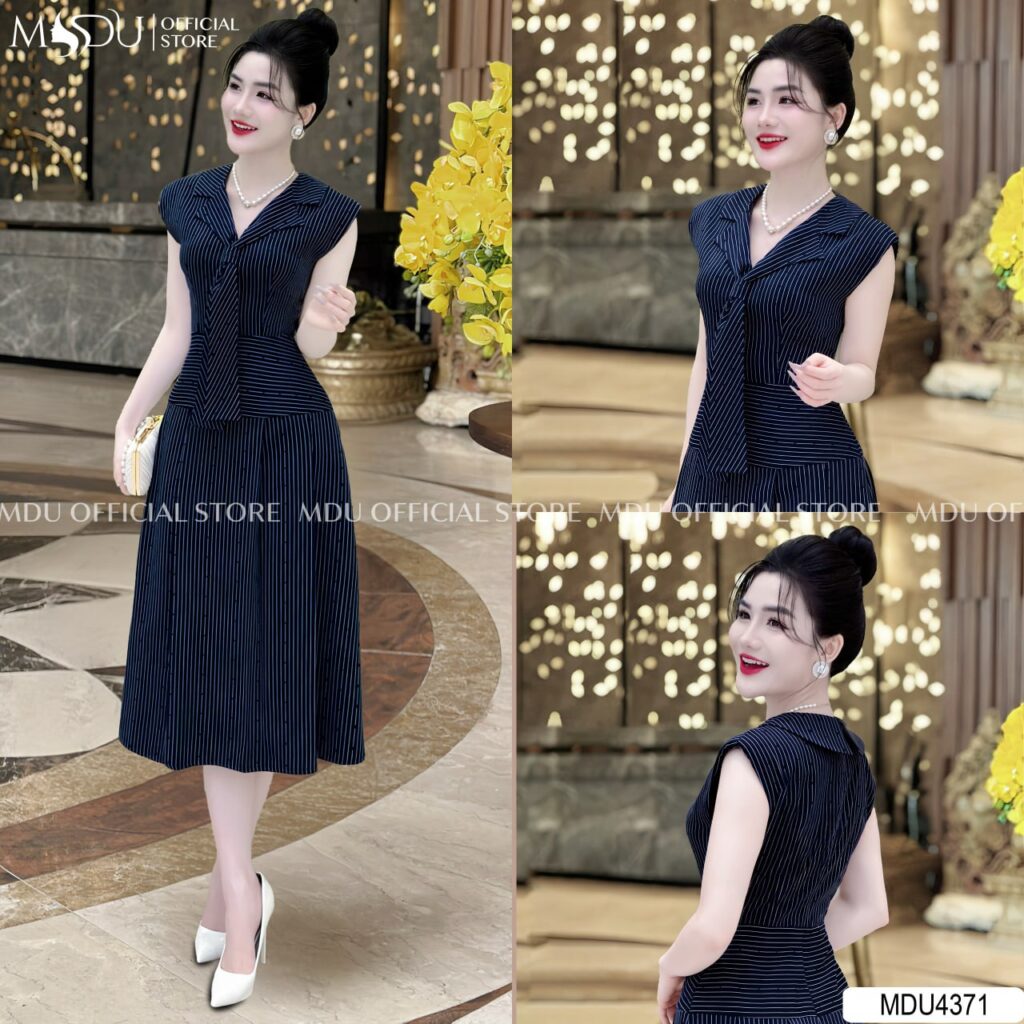 Đầm Công Sở Ngắn Xếp Ly Thanh Nhã