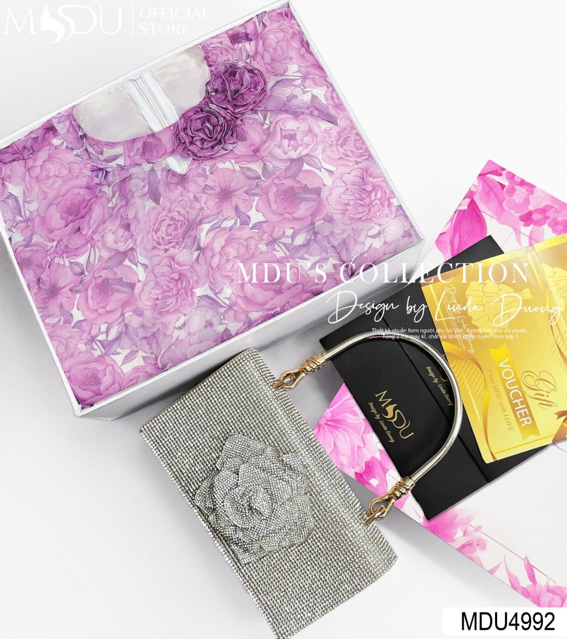 Phụ kiện phối với đầm màu tím đi dự tiệc 