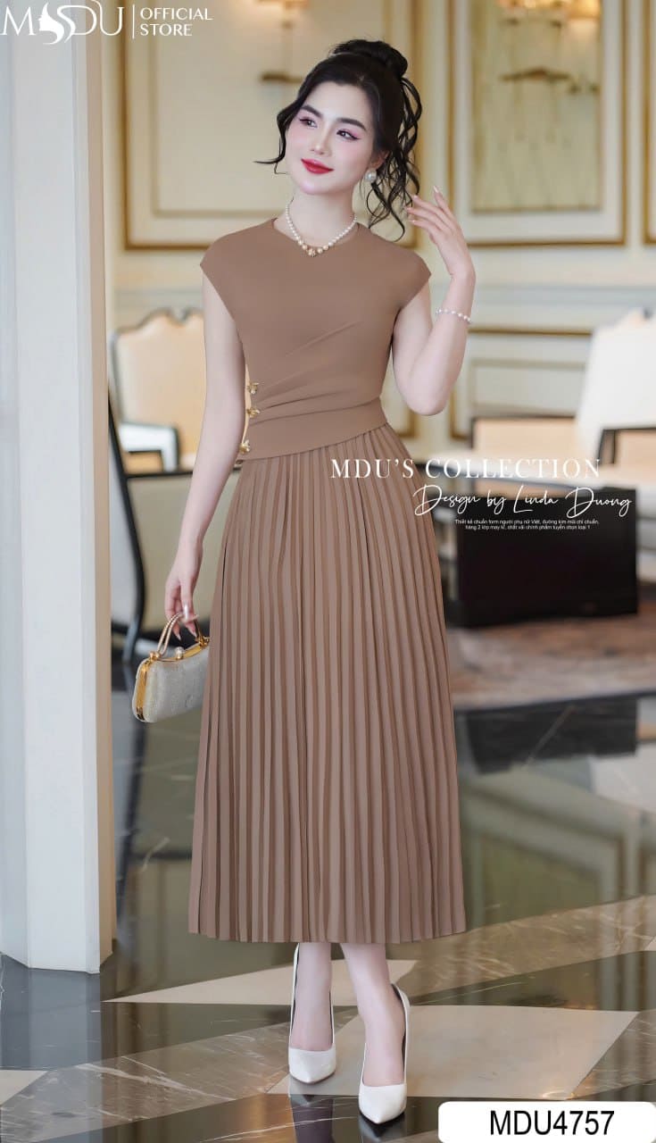 Các Kiểu Váy Dự Tiệc Sinh Nhật Đẹp Lung Linh - Váy Xếp Ly Thanh Lịch