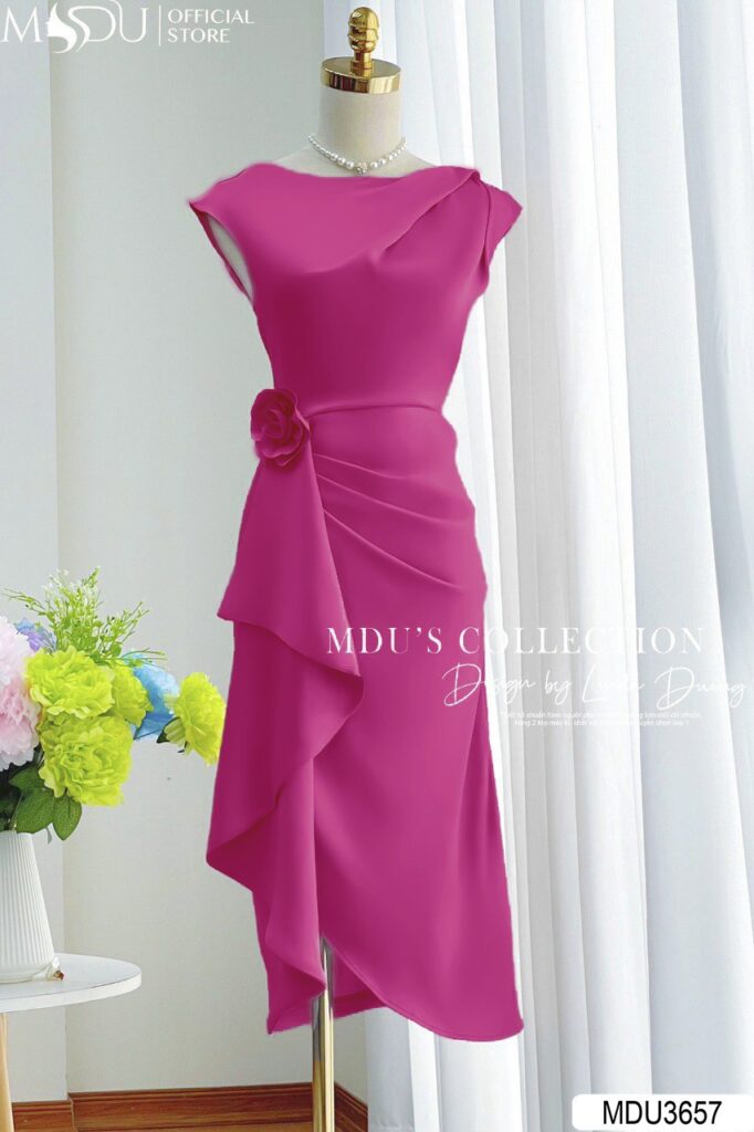 Váy Thiết Kế MDU3657 - Chất Liệu Lụa Twist Satin Vân Mang Đến Cảm Giác Bóng Mượt Và Mướt Tay