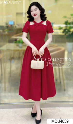 Váy Thiết Kế MDU4039 Dáng Dài Phối Cổ Cách Điệu Sang Chảnh