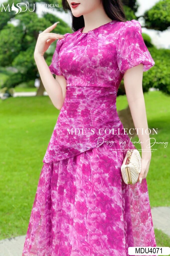 Váy Thiết Kế MDU4071 - Họa Tiết Hoa Tươi Tăn Mang Đến Vẻ Đẹp Thanh Lịch Và Cuốn Hút