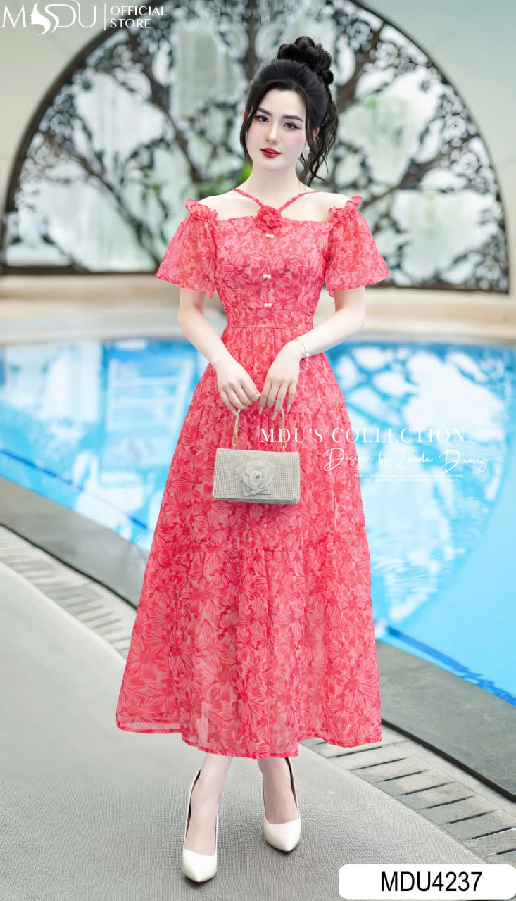 Các Kiểu Đầm Maxi Tơ Đi Biển Hot Nhất Hiện Nay - Đầm Trễ Vai Bohemian