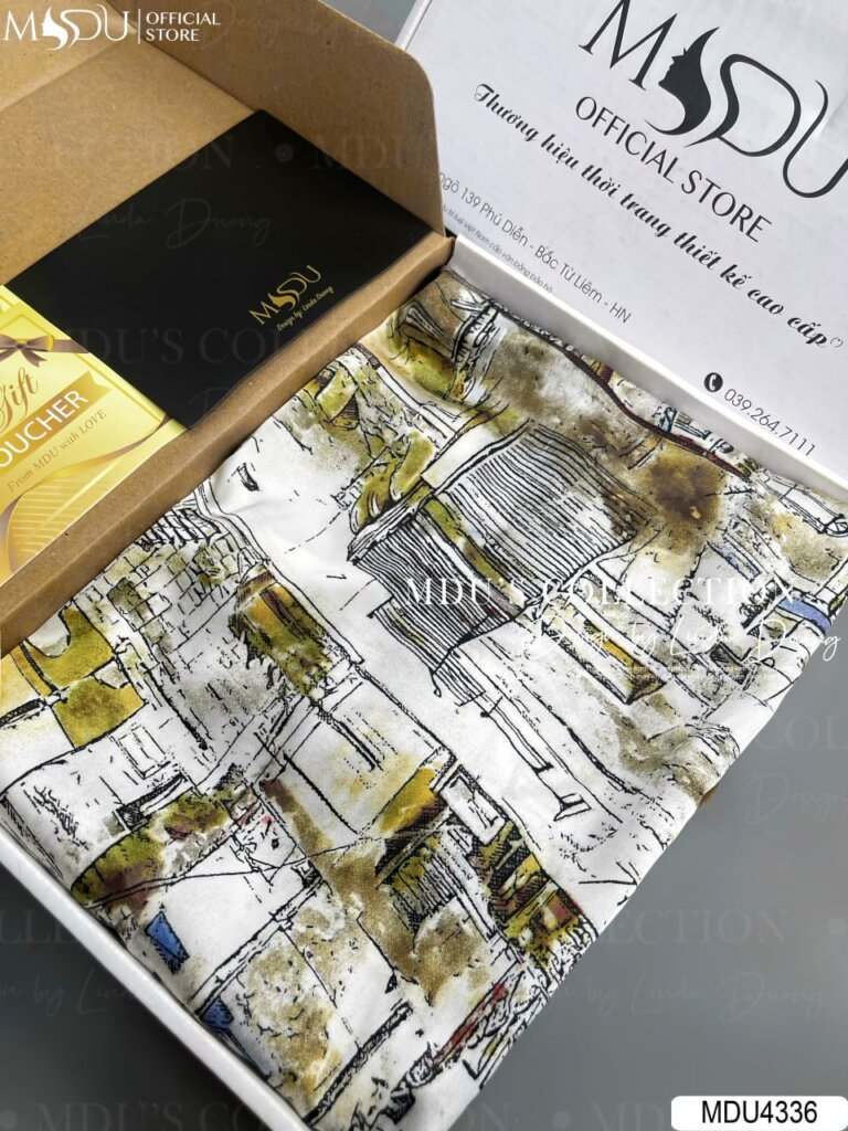 Váy Thiết Kế MDU4336 Dáng Dài Phối Họa Tiết Mới Lạ