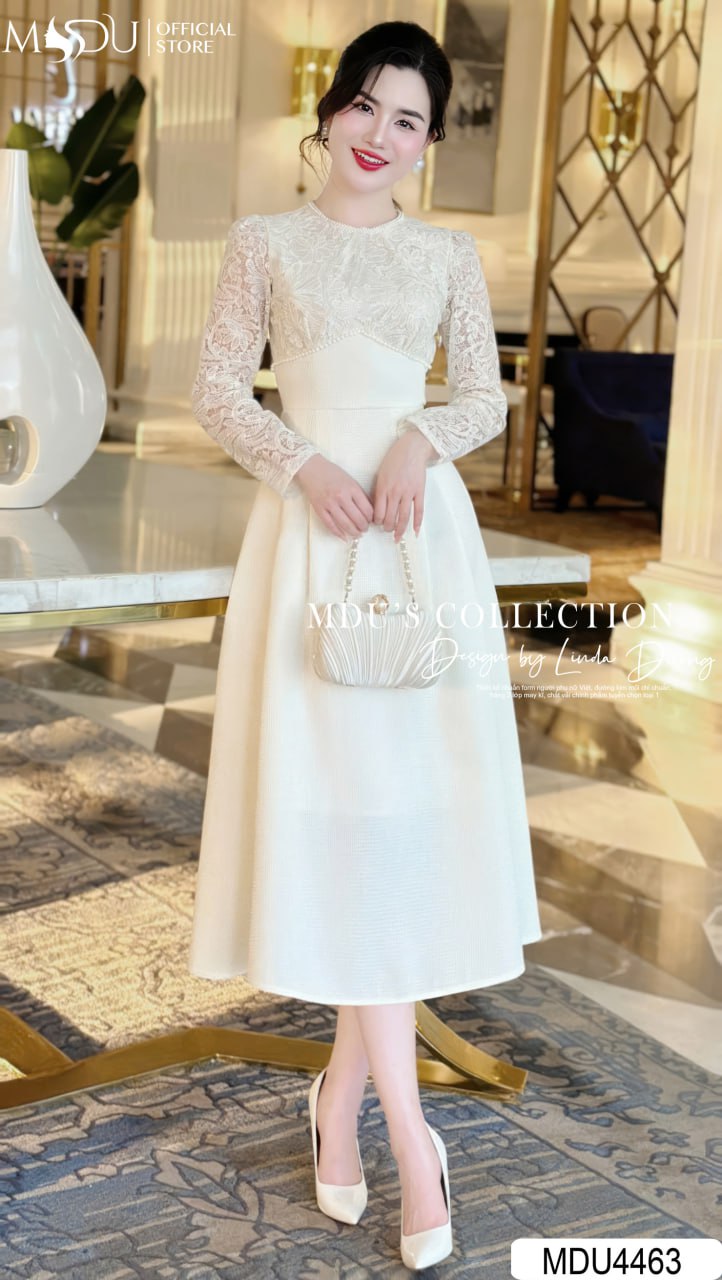 Phối Váy Trắng Thiết Kế Mùa Đông