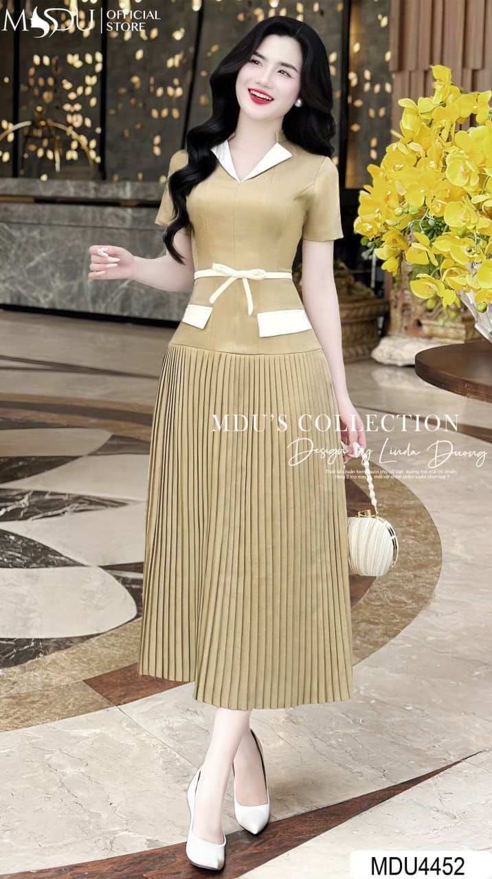 Các Kiểu Váy Xòe Công Sở Đẹp Mê Hồn Cho Chị Em - Váy Xòe Xếp Ly