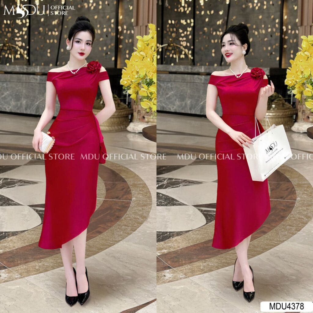 Đầm Body Ống Màu Đỏ Quyến Rũ