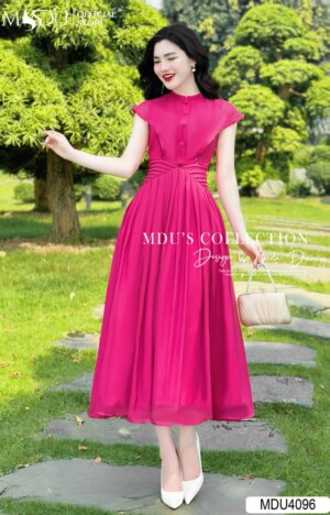 Váy Thiết Kế MDU4096 – Màu Hồng Sen Dáng Dài Phối Cùng Tay Cánh Tiên Mang Vẻ Cuốn Hút Khó Có Thể Rời Mắt