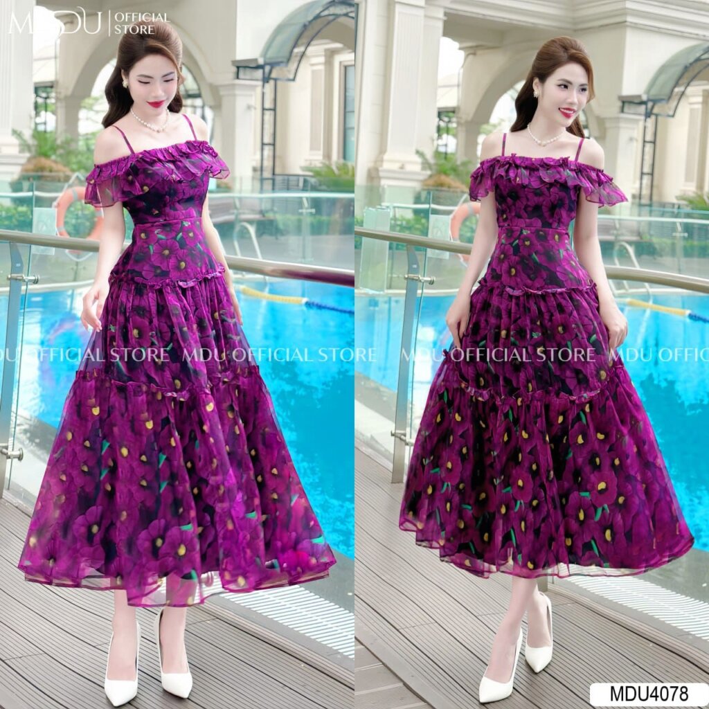 Đầm 2 dây Tơ Hàn cao cấp – Sự lựa chọn hoàn hảo cho buổi tiệc ngoài trời