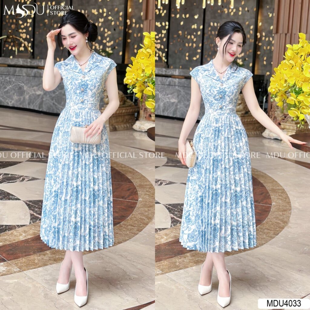 Đầm Lụa dáng dài cổ chữ V cuốn hút