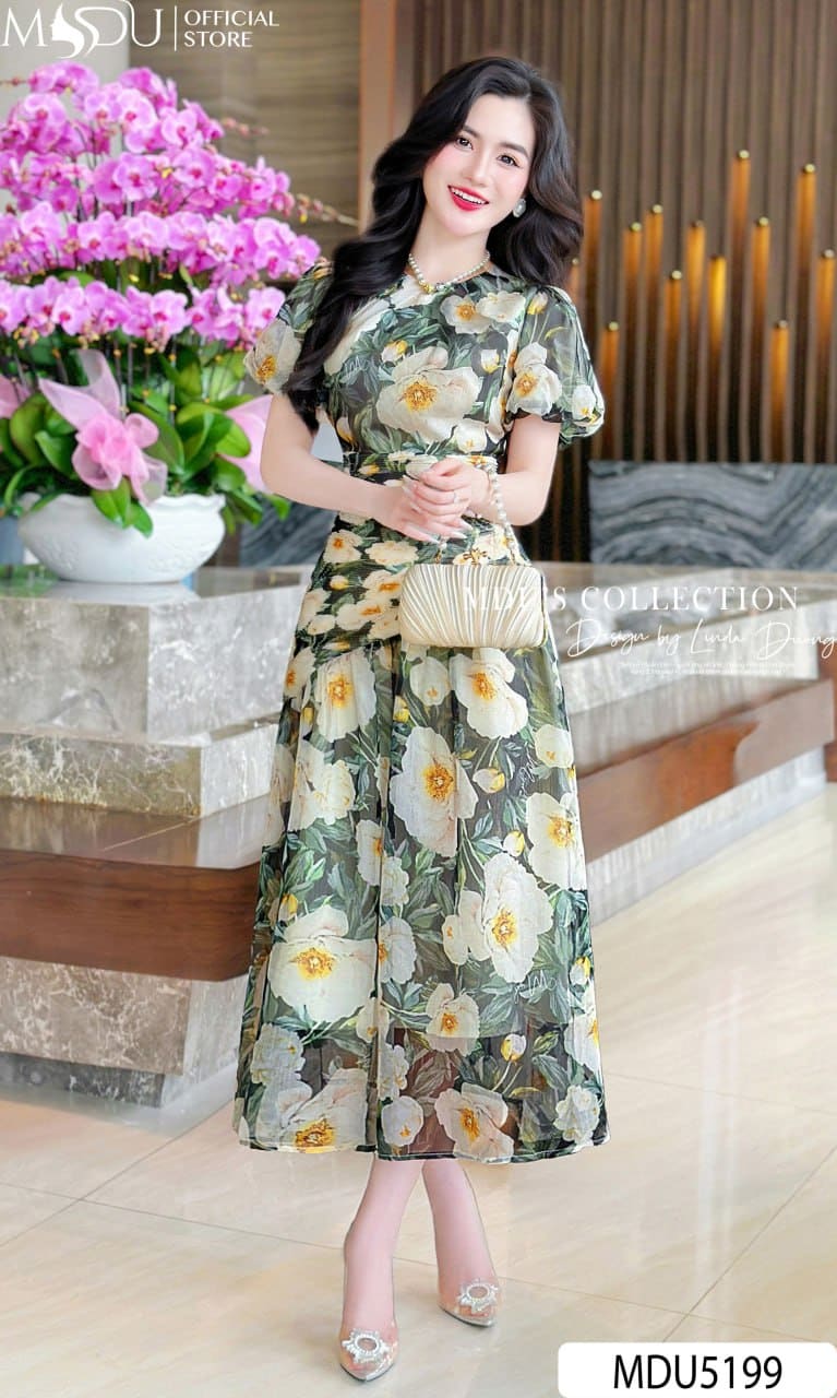 Đầm Hoa Nhí Dáng Dài Suông