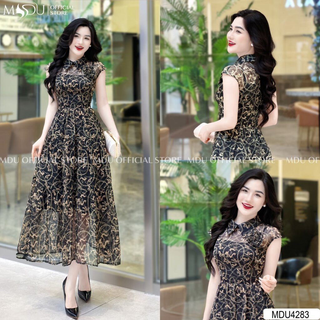 Đầm sát nách dáng dài xếp ly