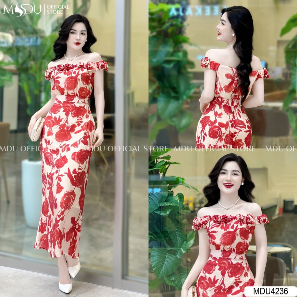 Đầm sát nách dáng dài trễ vai từ MDU Fashion