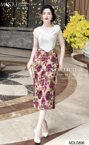 Váy Thiết Kế MDU3896 – Ôm Body Tay Hến Đính Hoa Ngọc Trai Sang Chảnh
